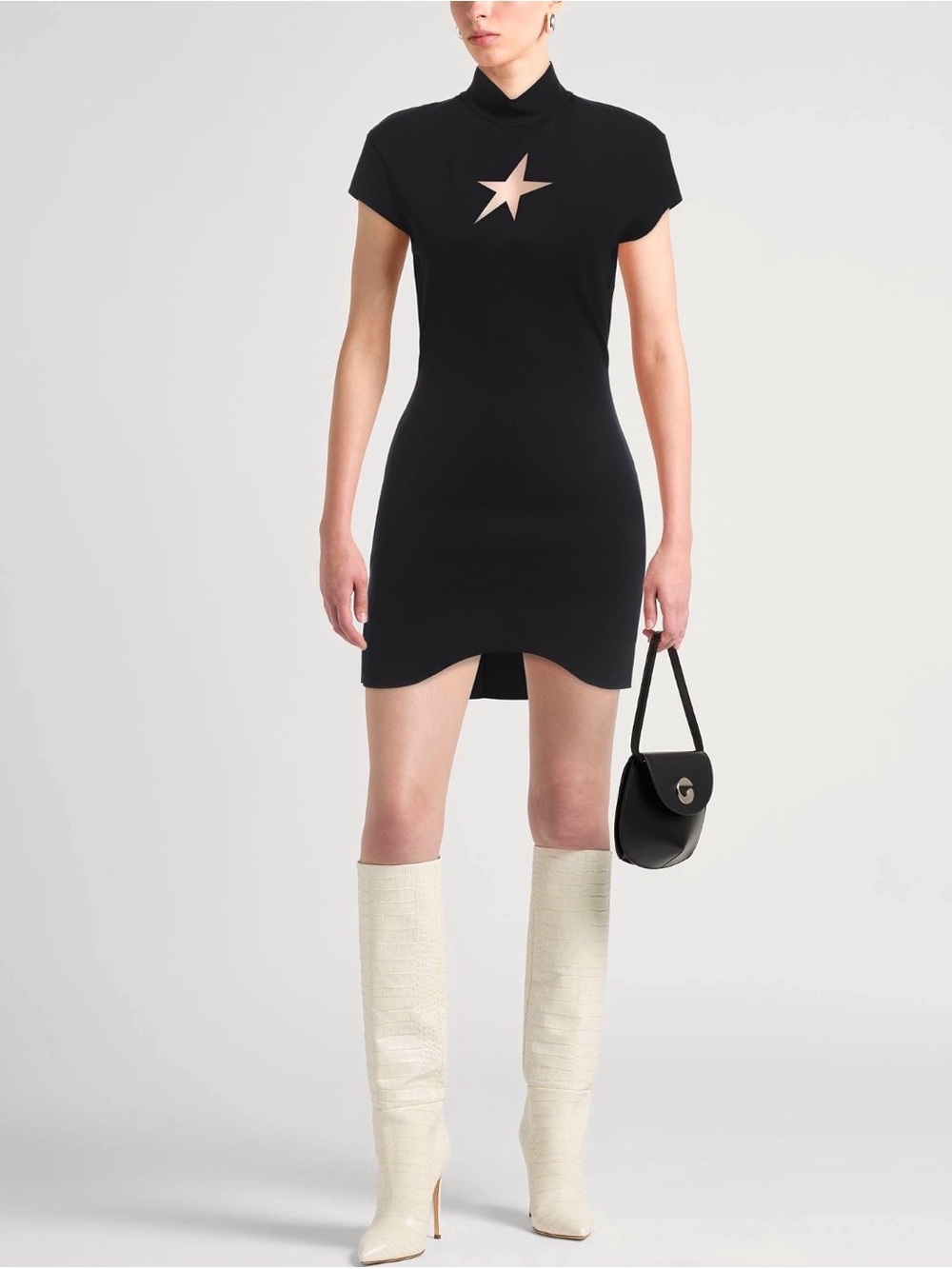 Mugler Black Star-Accent Mini Bodycon Dress - Picture 3 of 4